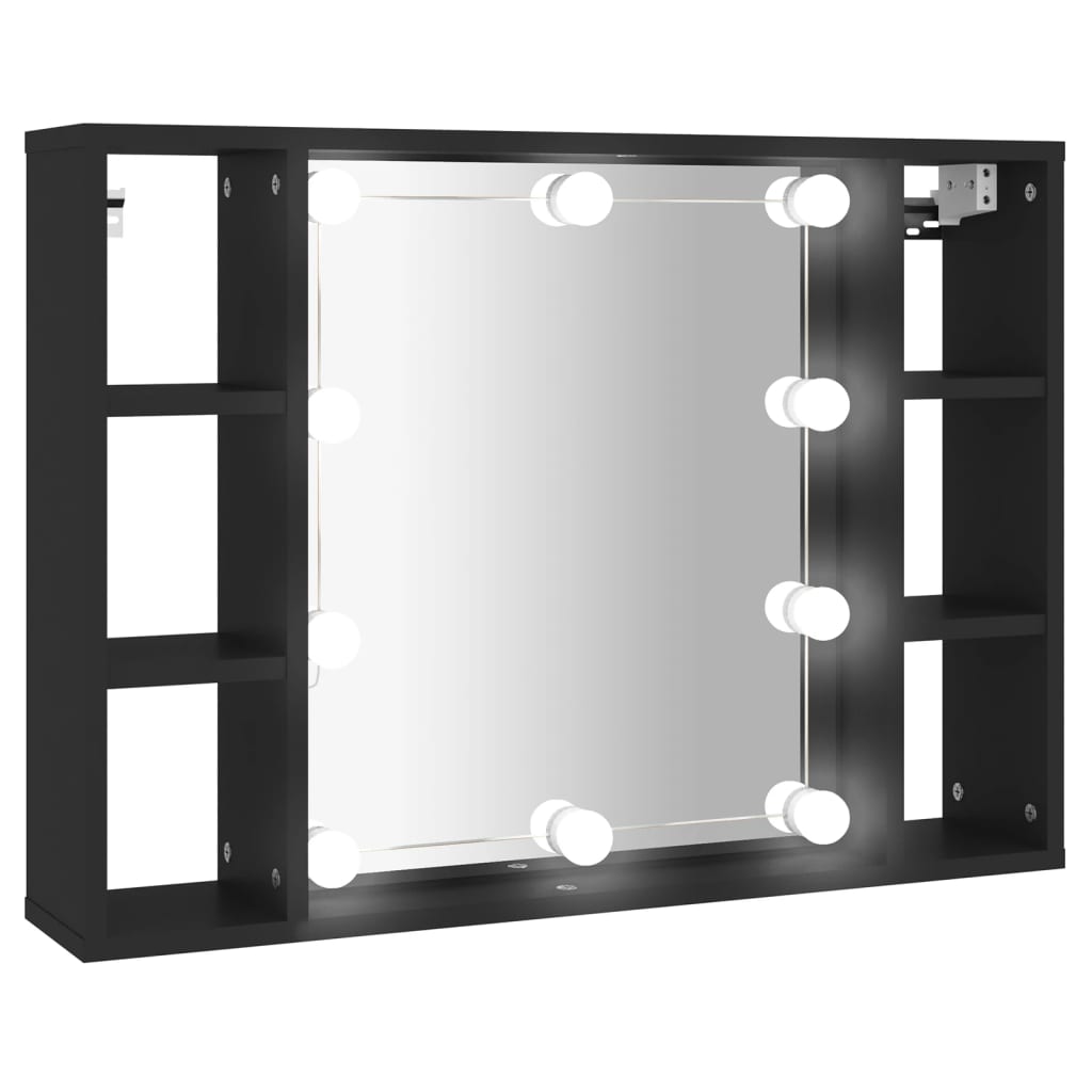 Armoire à miroir avec LED noir 76x15x55 cm Armoires & meubles de rangement vidaXL