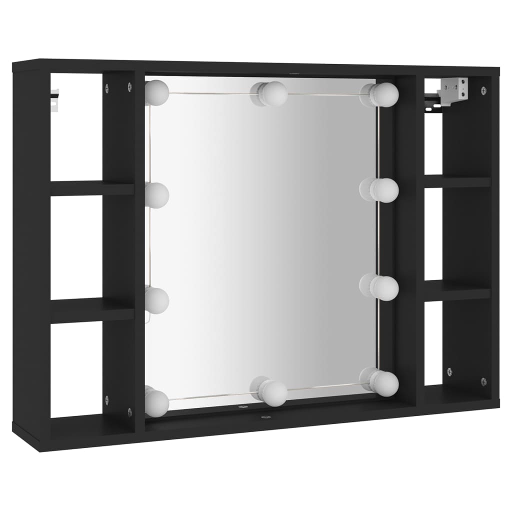 Armoire à miroir avec LED noir 76x15x55 cm Armoires & meubles de rangement vidaXL