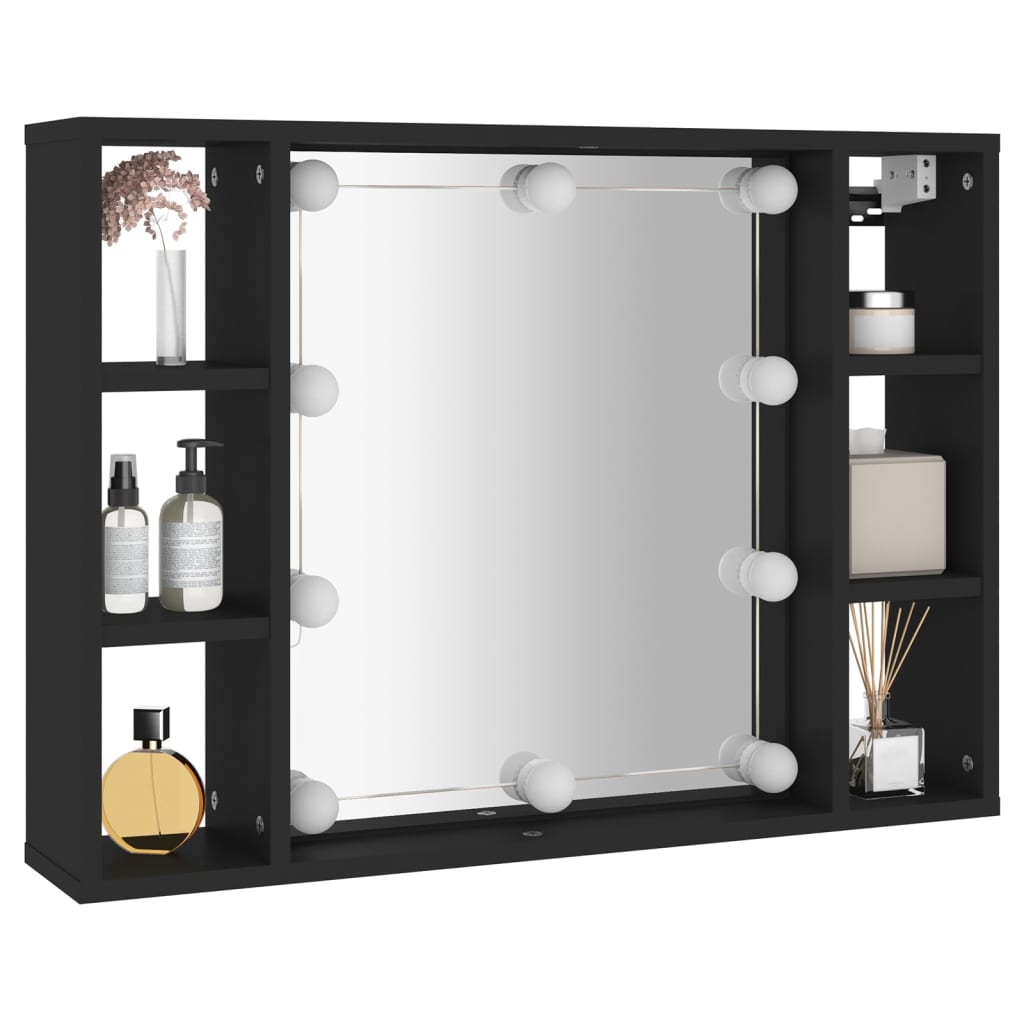 Armoire à miroir avec LED noir 76x15x55 cm Armoires & meubles de rangement vidaXL