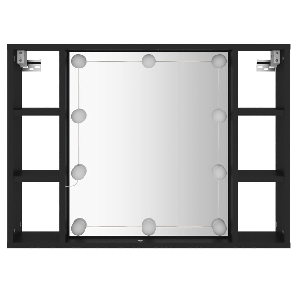 Armoire à miroir avec LED noir 76x15x55 cm Armoires & meubles de rangement vidaXL