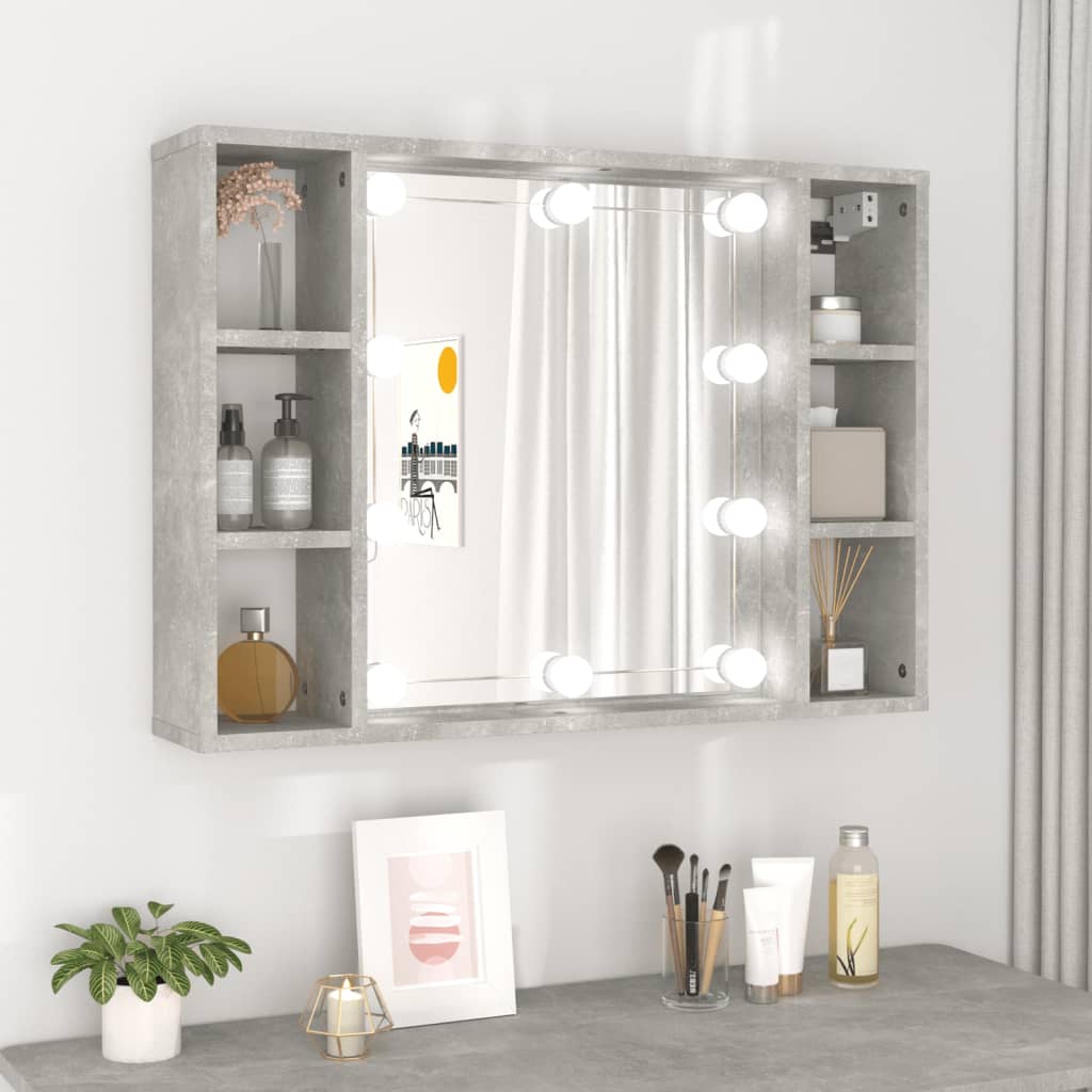 Armoire à miroir avec LED Gris béton 76x15x55 cm Armoires & meubles de rangement vidaXL