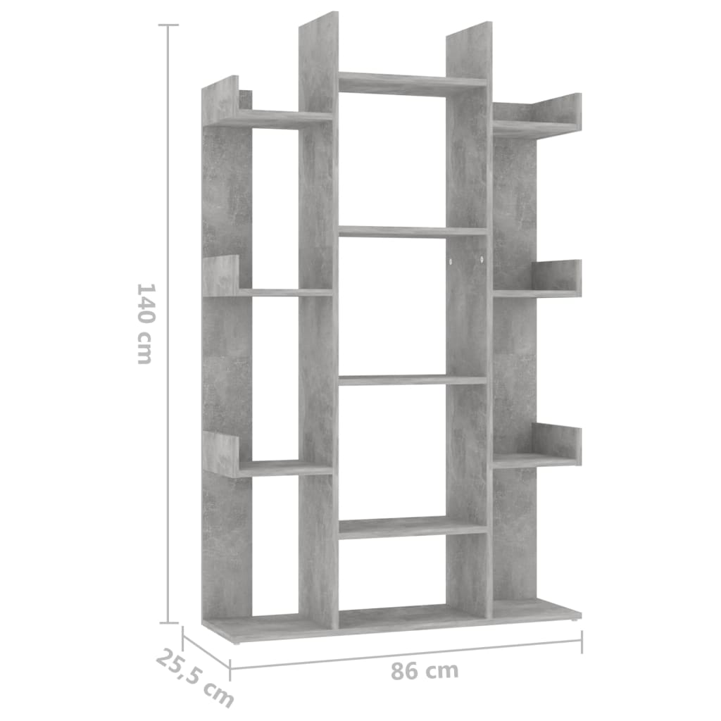 Bibliothèque Gris béton 86x25,5x140 cm Bois d’ingénierie Bibliothèques vidaXL   