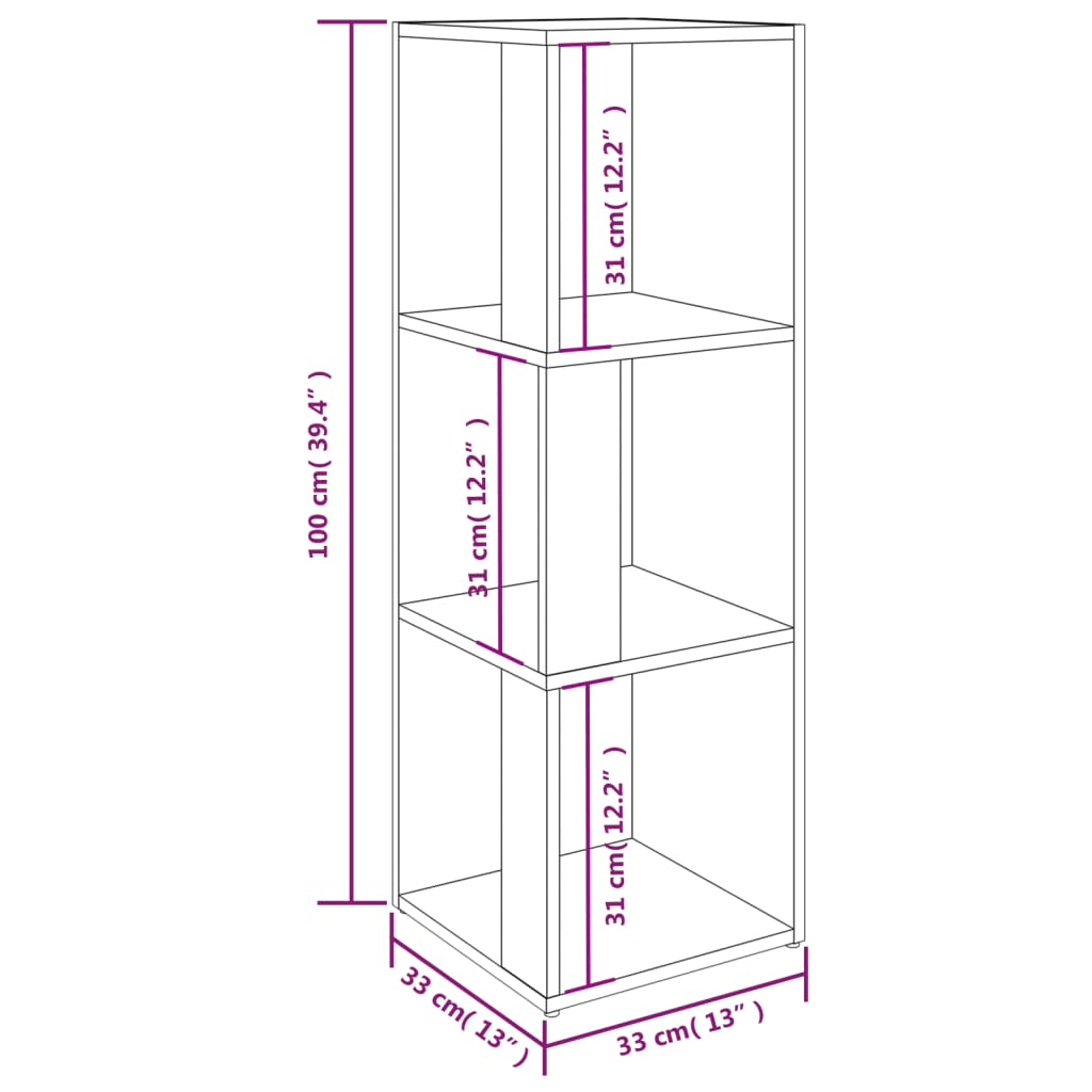 Armoire d'angle Blanc 33x33x100 cm Aggloméré Casiers & armoires de rangement vidaXL   