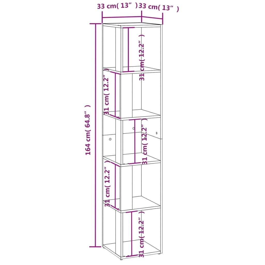 Armoire d'angle Chêne sonoma 33x33x164,5 cm Aggloméré Casiers & armoires de rangement vidaXL   