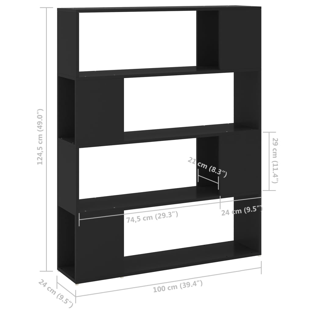 Bibliothèque/Séparateur de pièce Noir 100x24x124 cm Bibliothèques vidaXL