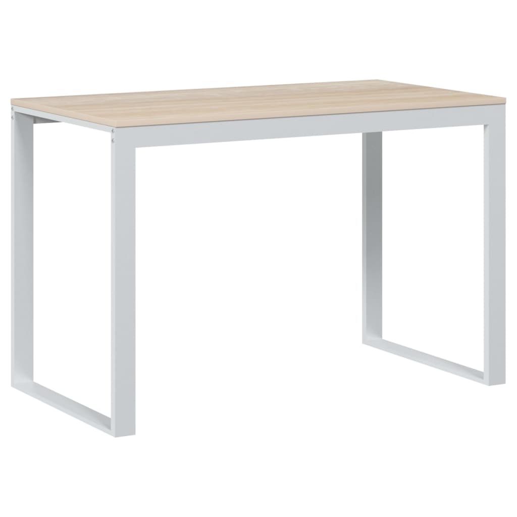 Bureau d'ordinateur Blanc et chêne 110x60x73 cm Aggloméré Bureaux vidaXL   