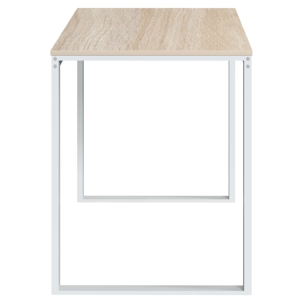 Bureau d'ordinateur Blanc et chêne 110x60x73 cm Aggloméré Bureaux vidaXL   