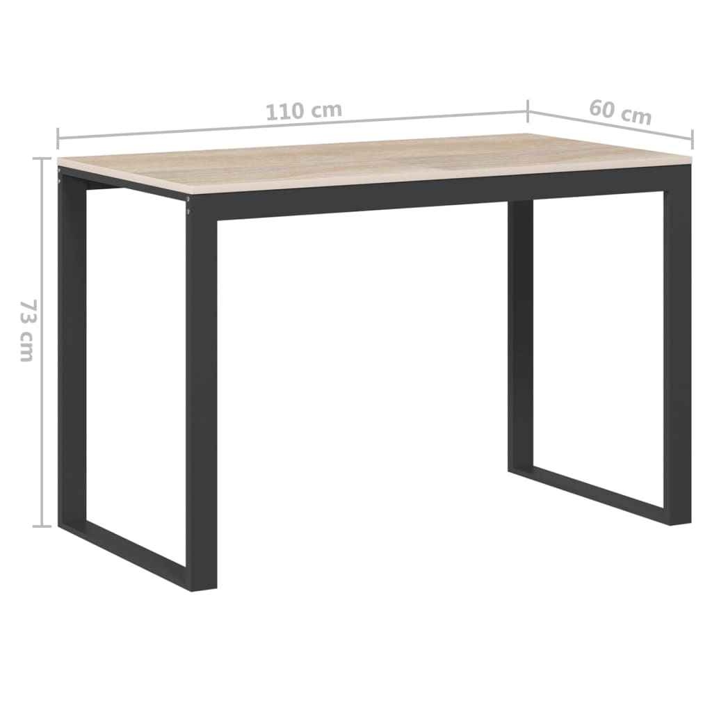 Bureau d'ordinateur Noir et chêne 110x60x73 cm Aggloméré Bureaux vidaXL   