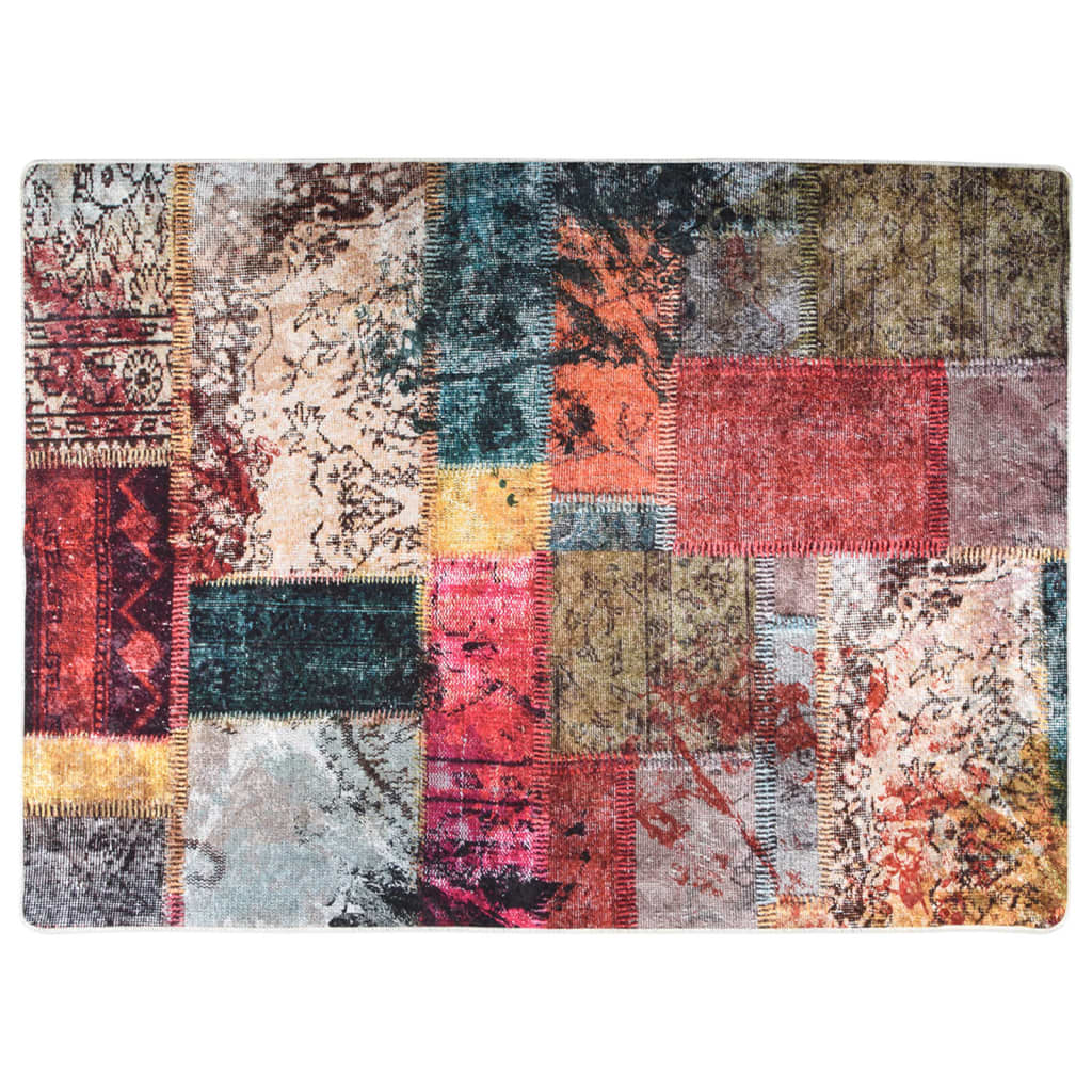 Tapis lavable antidérapant Patchwork 120x180 cm Multicolore Tapis vidaXL   