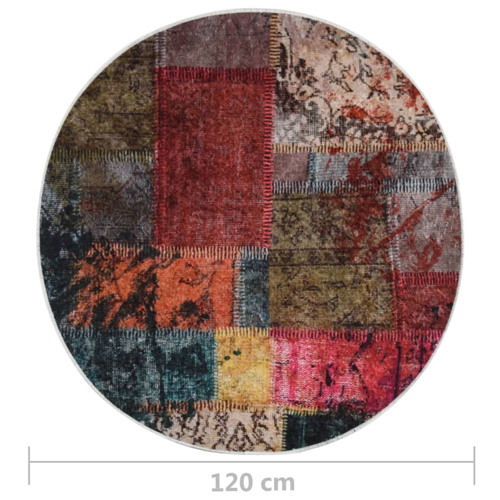 Tapis lavable antidérapant Patchwork φ120 cm Multicolore Tapis vidaXL   