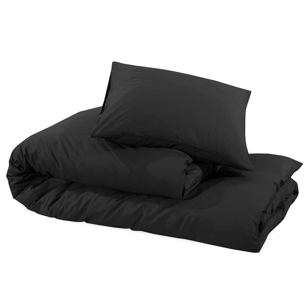 Ensemble de housse de couette Noir 155x220 cm Microfibre légère Housses de couette vidaXL   