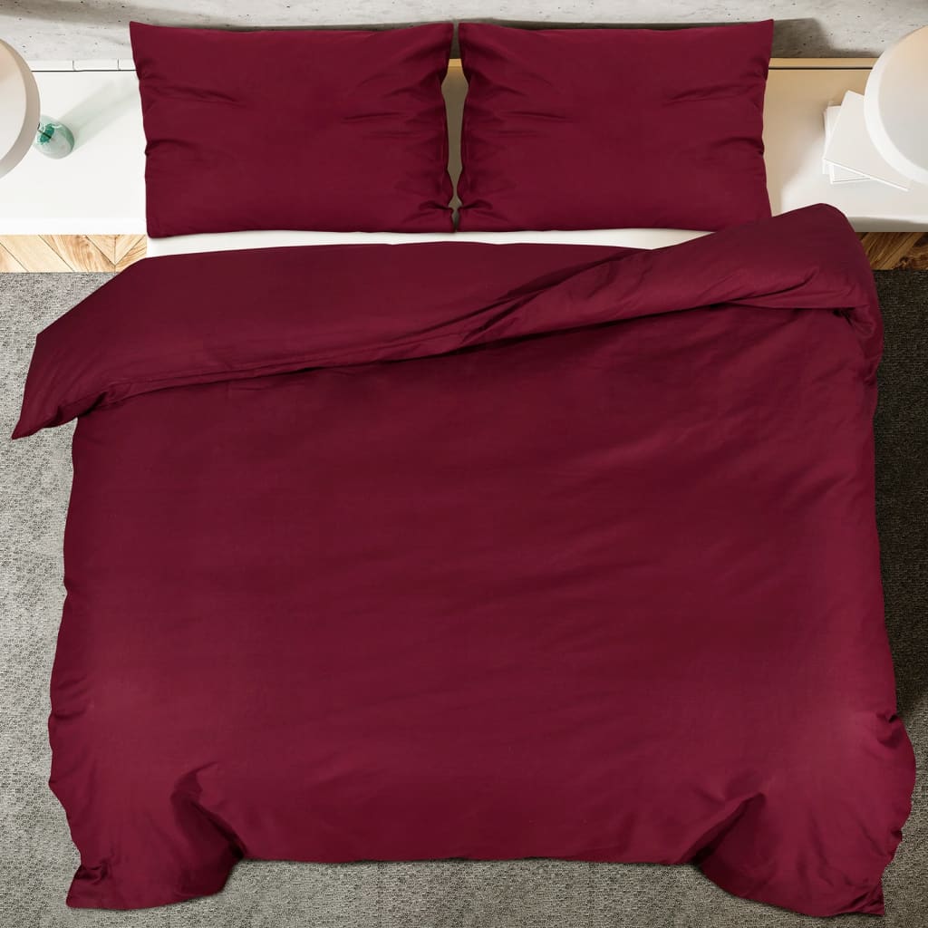 Ensemble de housse de couette Bordeaux 240x220 cm Microfibre Housses de couette vidaXL   