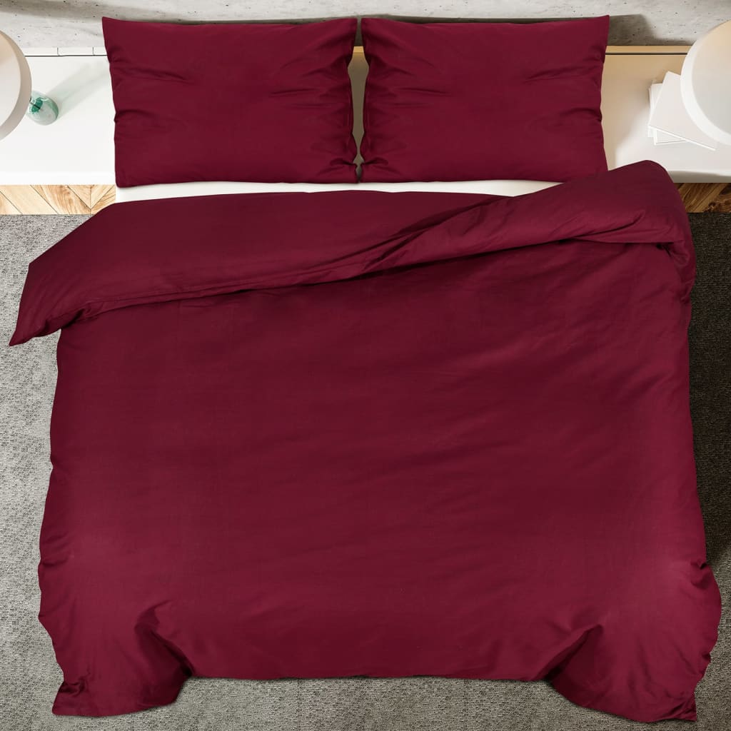 Ensemble de housse de couette Bordeaux 200x200 cm Microfibre Housses de couette vidaXL   