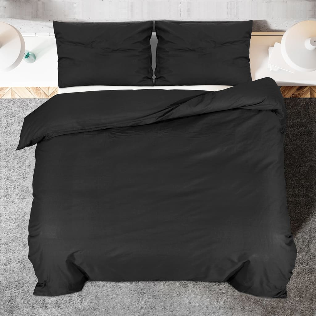 Ensemble de housse de couette Noir 140x200 cm Coton Housses de couette vidaXL   