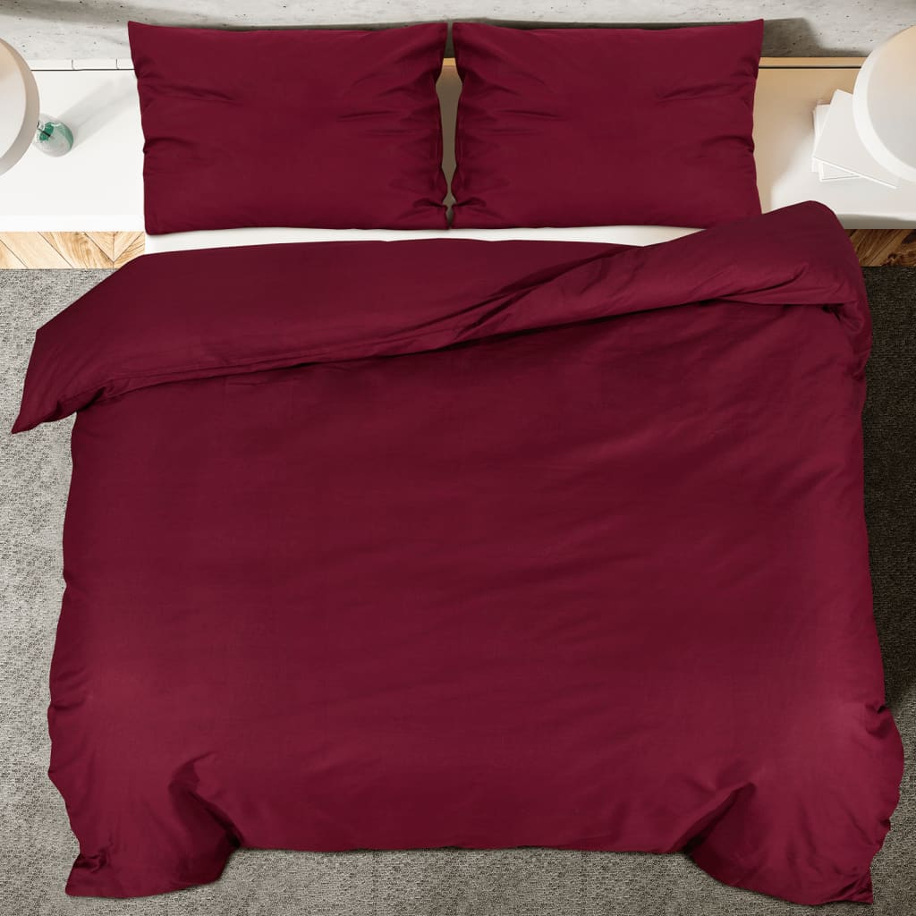 Ensemble de housse de couette Bordeaux 140x200 cm Coton Housses de couette vidaXL   