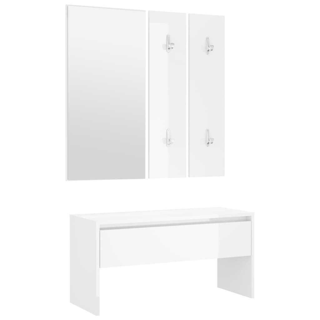 Ensemble de meubles de couloir Blanc brillant Bois d'ingénierie Bancs coffres vidaXL