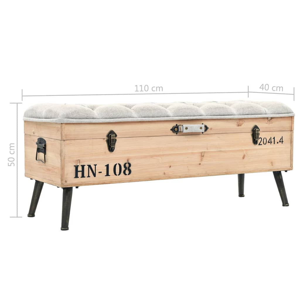 Banc de rangement 110 cm Bois de sapin massif Bancs coffres vidaXL   