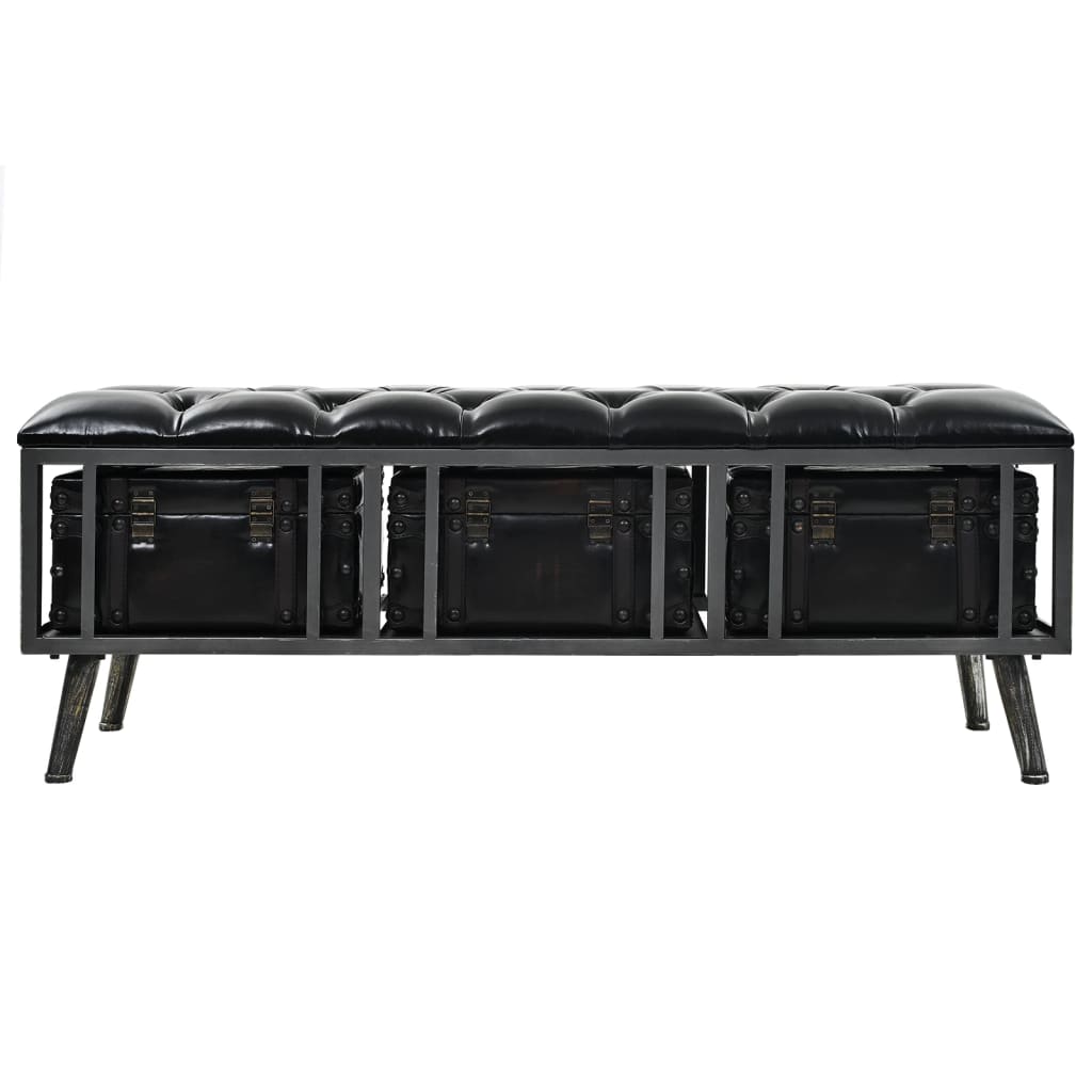 Banc de rangement 110 cm Noir Similicuir Bancs coffres vidaXL   