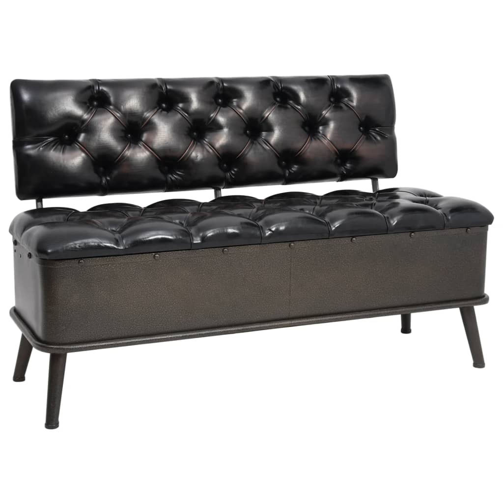 Banc de rangement avec dossier 110 cm Noir Similicuir Bancs coffres vidaXL   