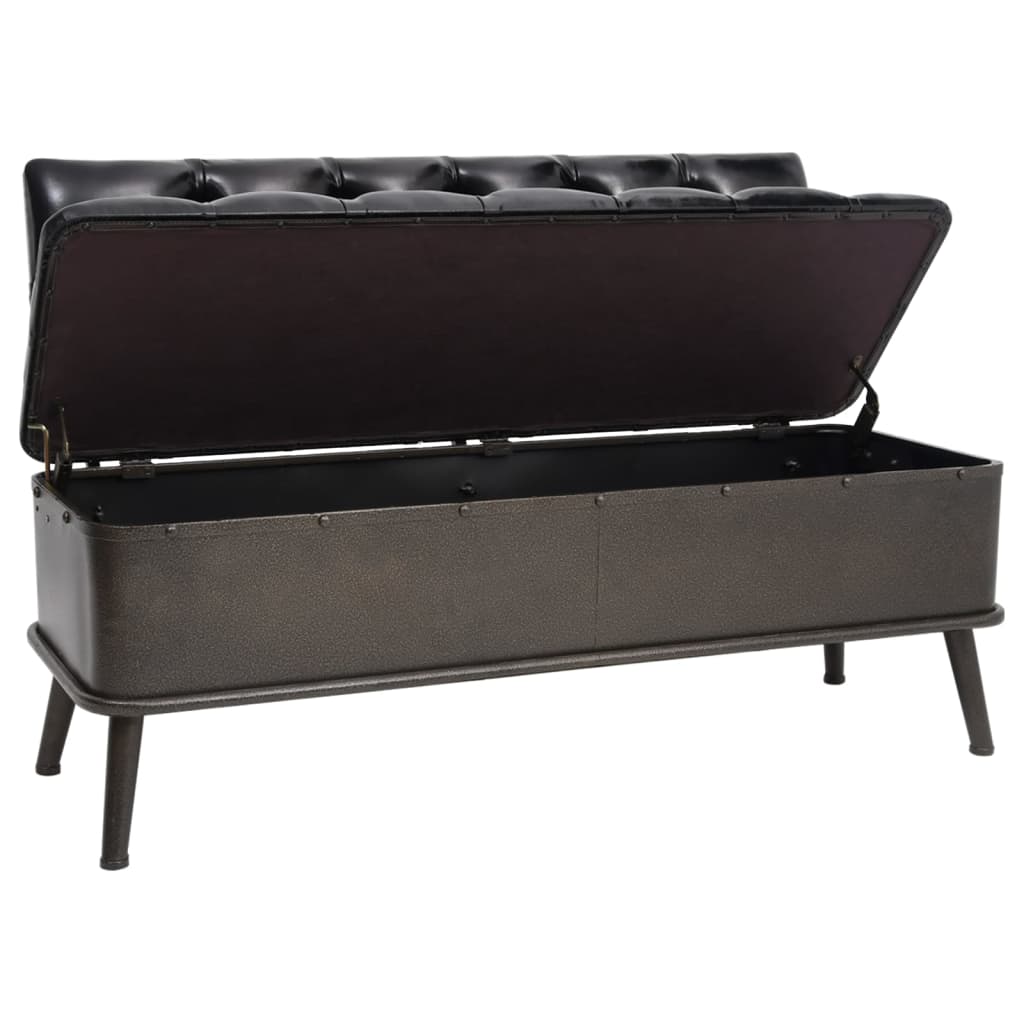 Banc de rangement avec dossier 110 cm Noir Similicuir Bancs coffres vidaXL   