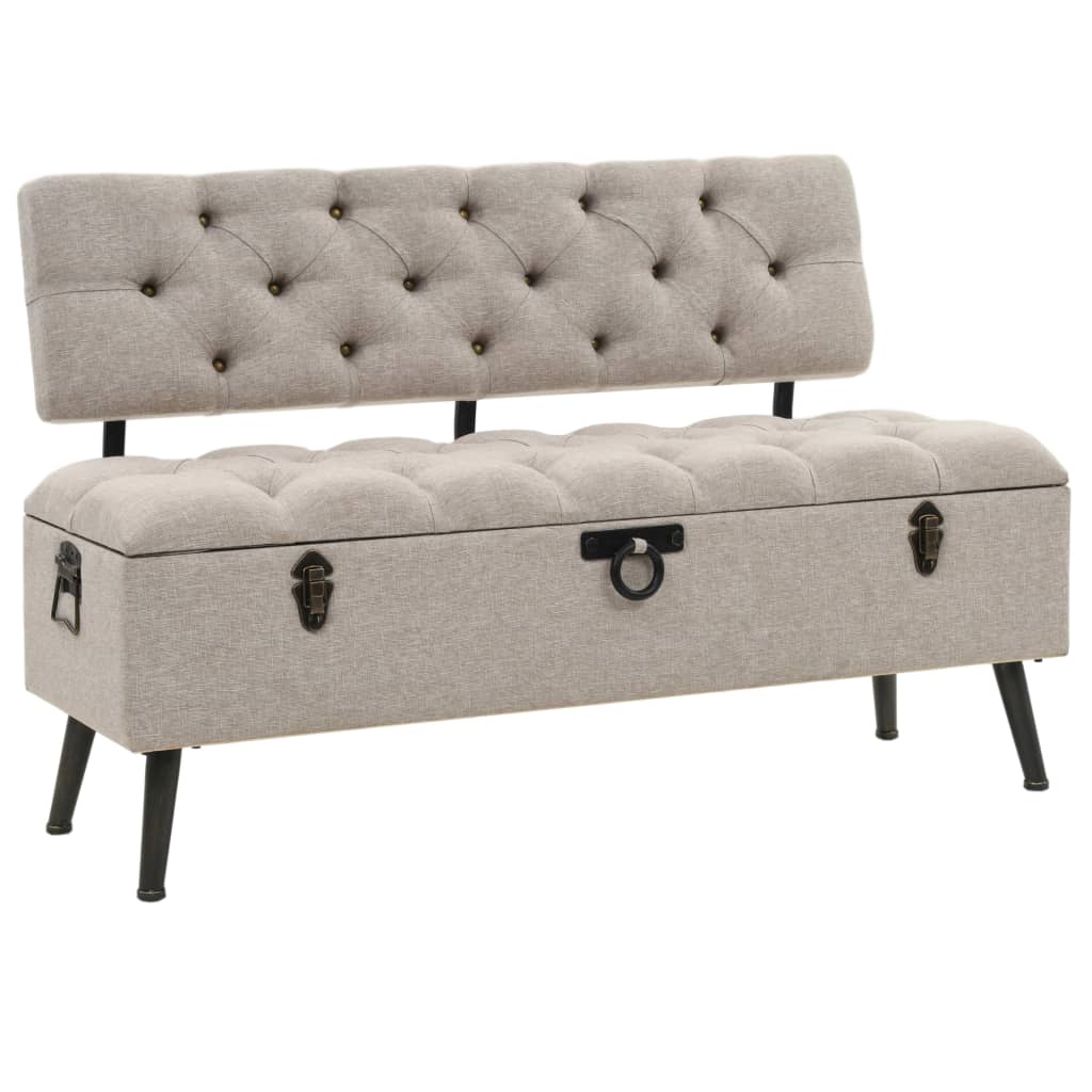 Banc de rangement avec dossier 110 cm Crème Tissu Bancs coffres vidaXL   