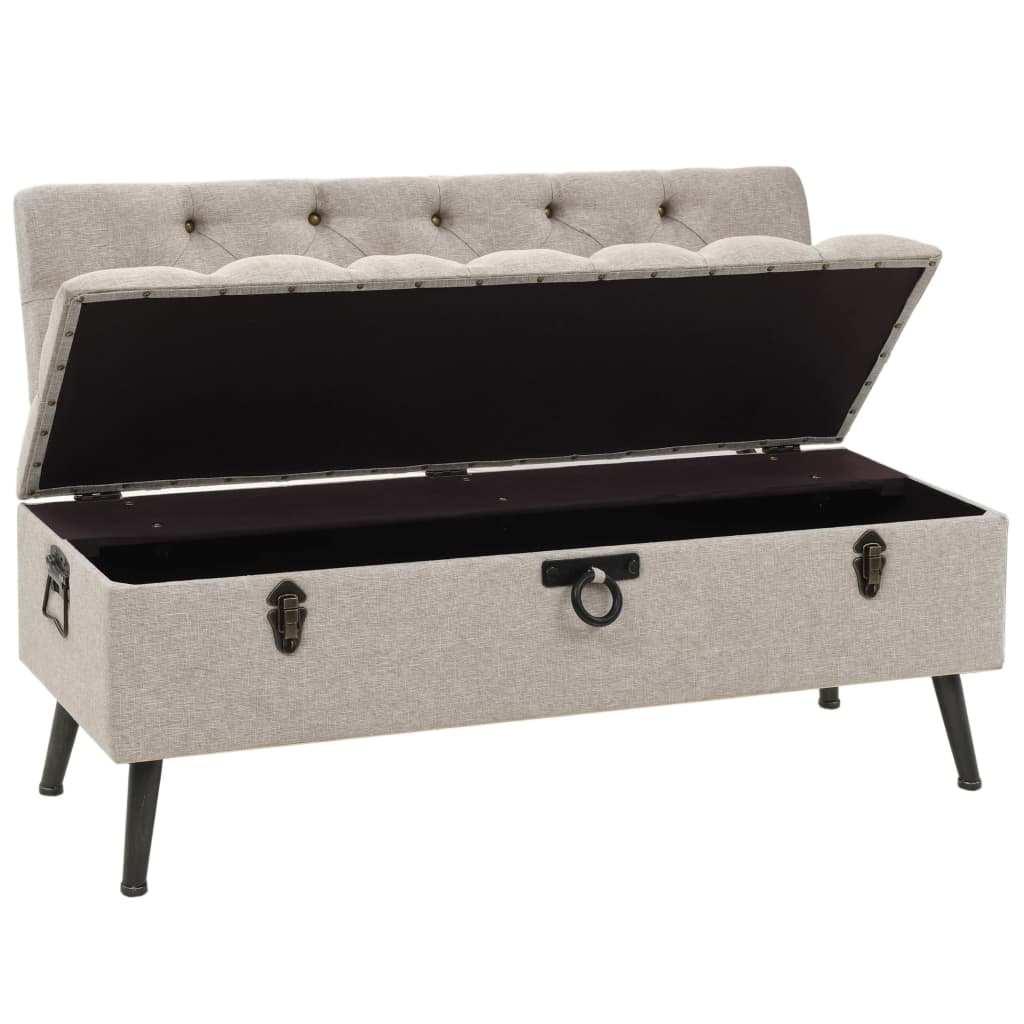 Banc de rangement avec dossier 110 cm Crème Tissu Bancs coffres vidaXL   