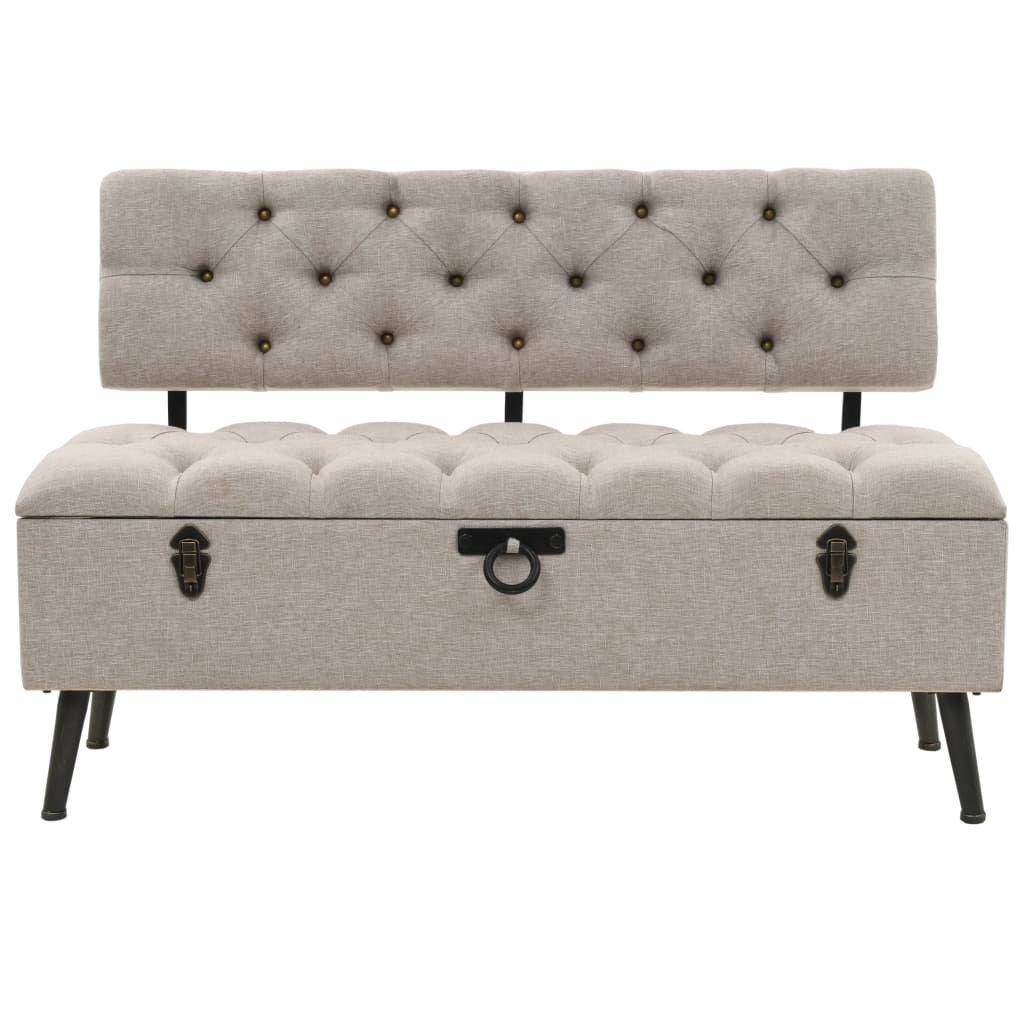 Banc de rangement avec dossier 110 cm Crème Tissu Bancs coffres vidaXL   