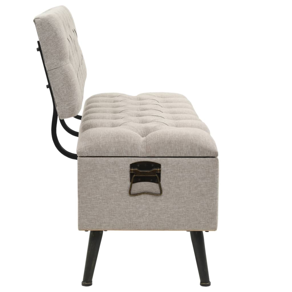 Banc de rangement avec dossier 110 cm Crème Tissu Bancs coffres vidaXL   