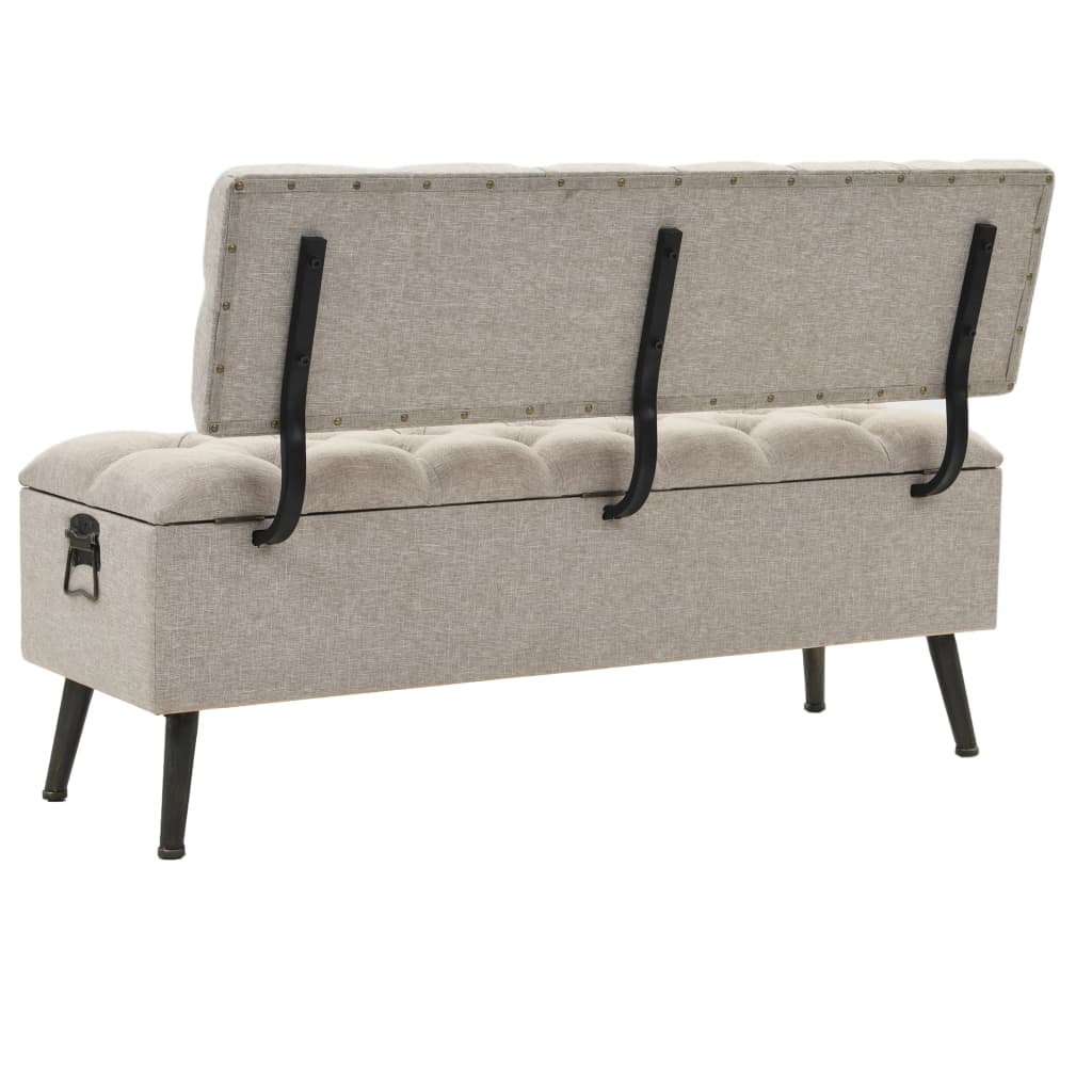 Banc de rangement avec dossier 110 cm Crème Tissu Bancs coffres vidaXL   