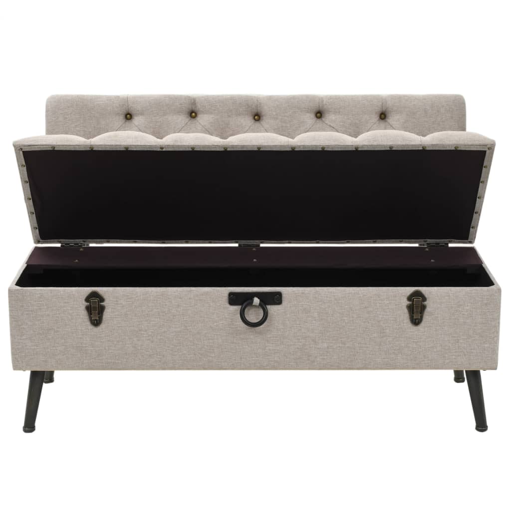 Banc de rangement avec dossier 110 cm Crème Tissu Bancs coffres vidaXL   