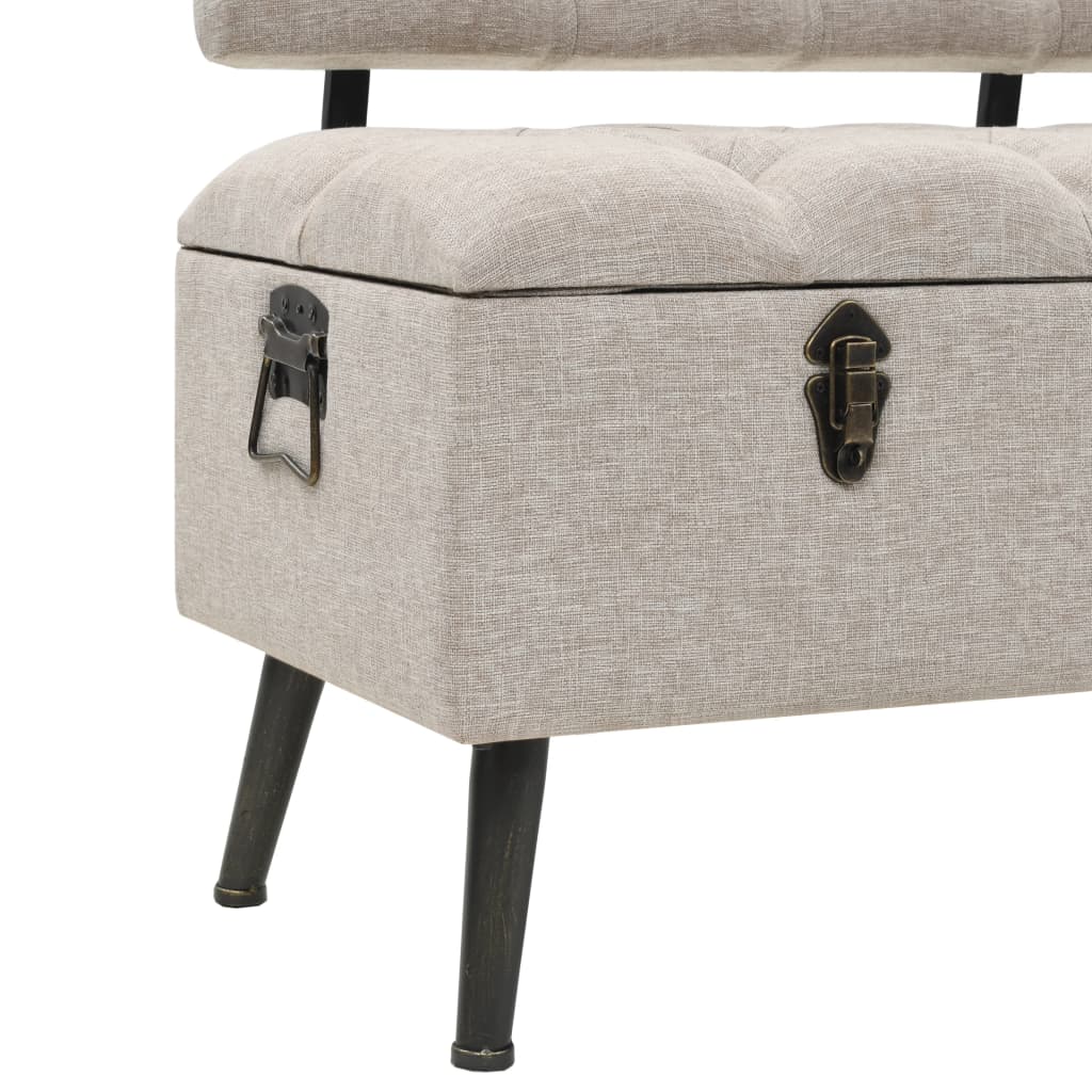 Banc de rangement avec dossier 110 cm Crème Tissu Bancs coffres vidaXL   