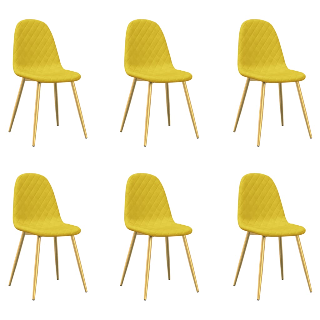 Chaises à manger lot de 6 Jaune moutarde Velours Chaises de cuisine vidaXL   