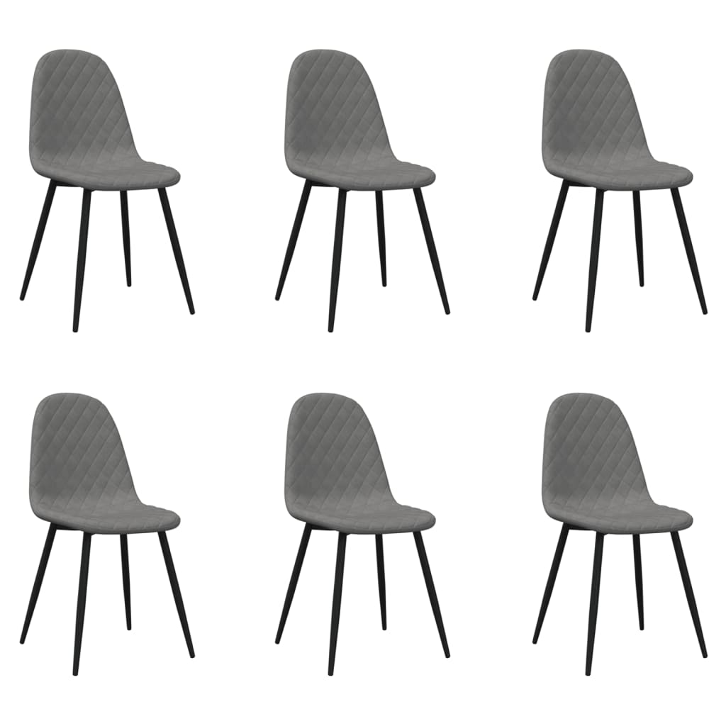 Chaises à manger lot de 6 gris clair velours Chaises de cuisine vidaXL   