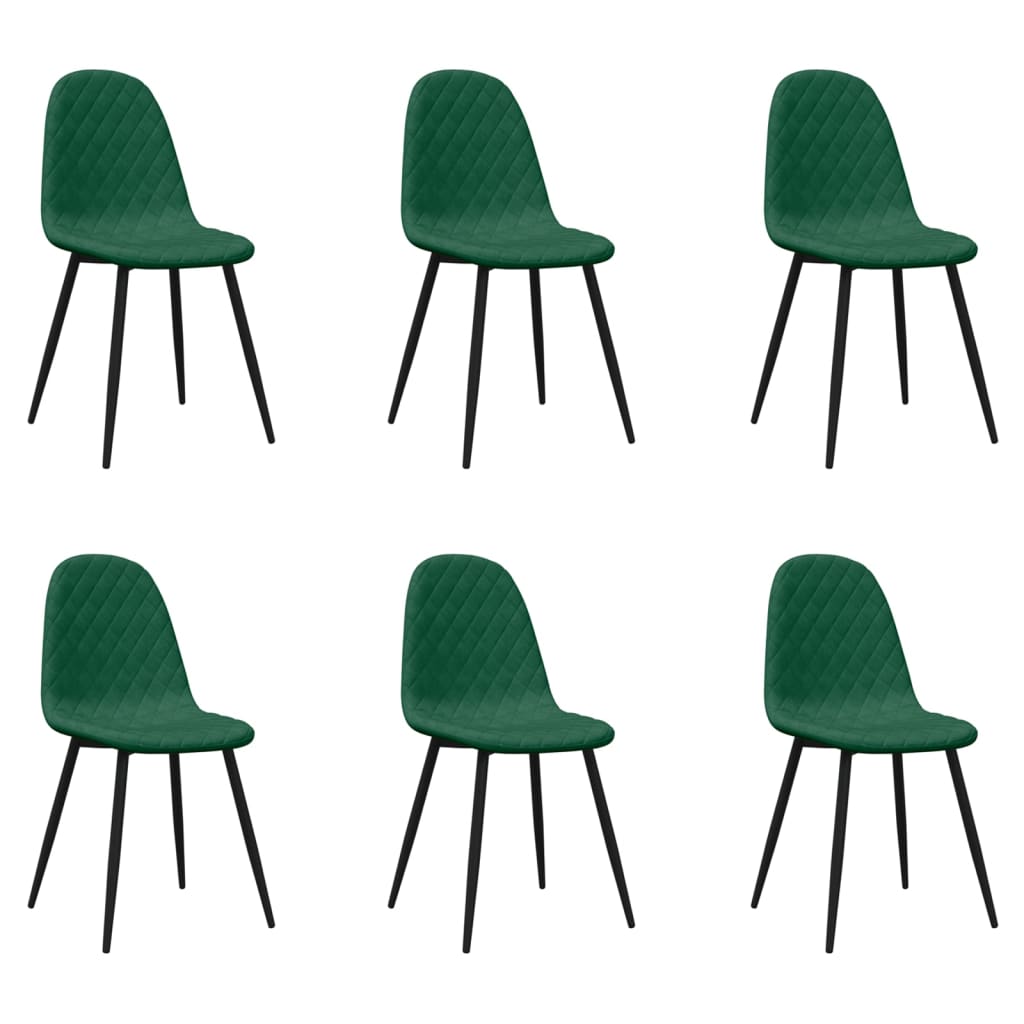 Chaises à manger lot de 6 vert foncé velours Chaises de cuisine vidaXL   