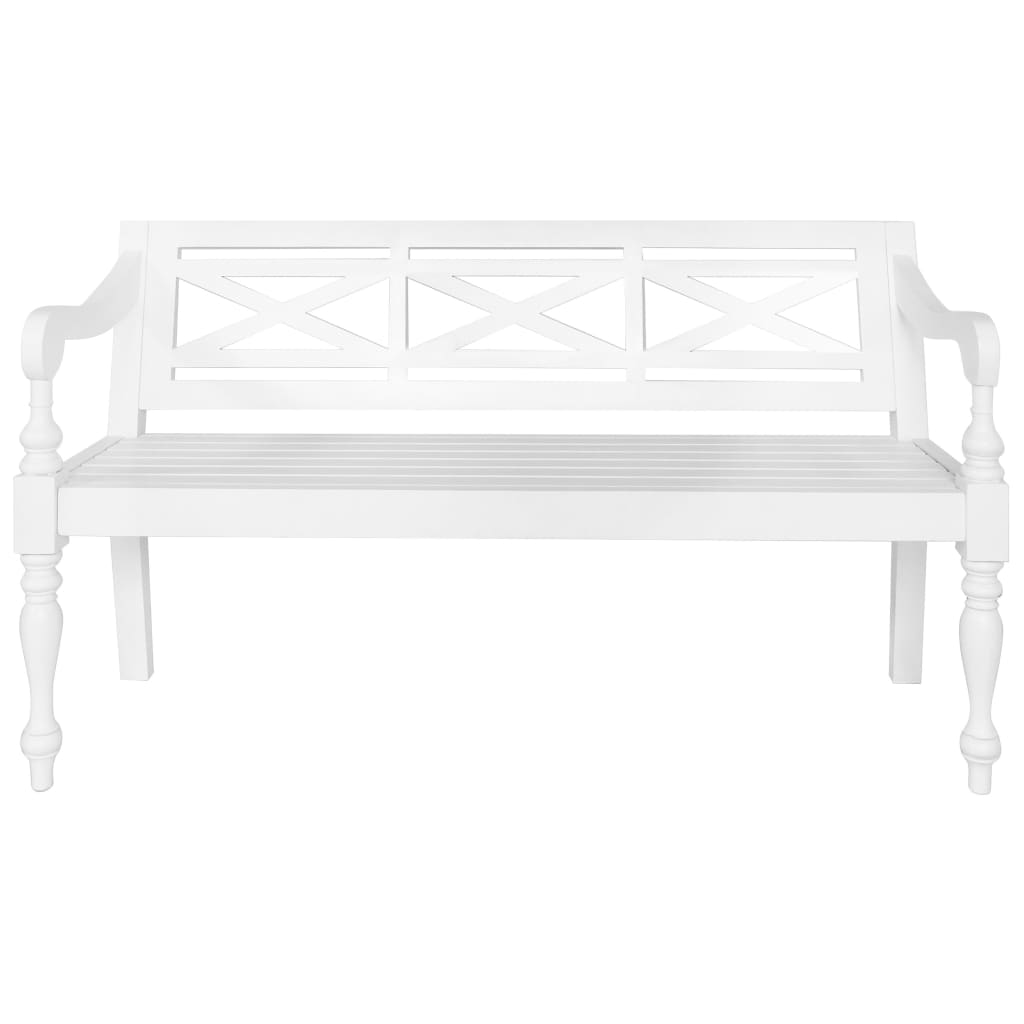 Banc Batavia 123 cm Bois d'acajou massif Blanc Bancs coffres vidaXL   