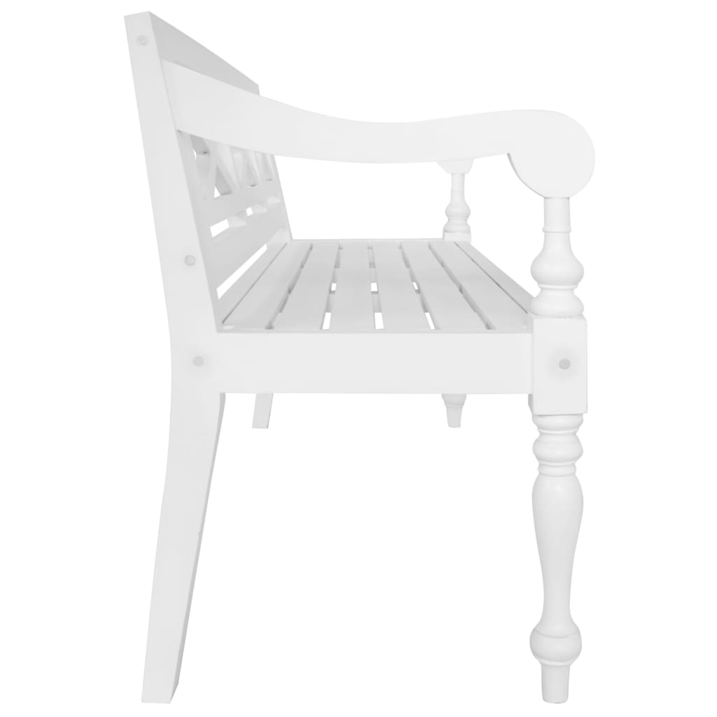 Banc Batavia 123 cm Bois d'acajou massif Blanc Bancs coffres vidaXL   