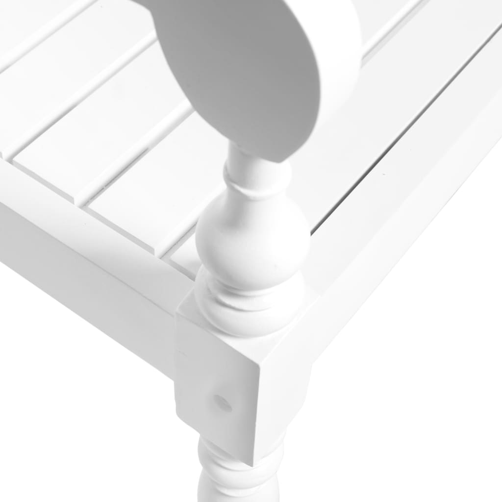 Banc Batavia 123 cm Bois d'acajou massif Blanc Bancs coffres vidaXL   