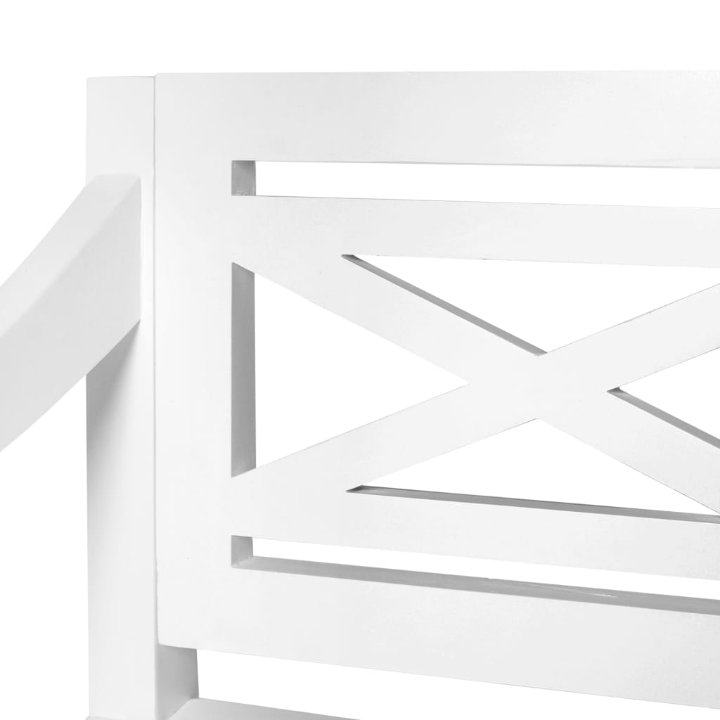 Banc Batavia 123 cm Bois d'acajou massif Blanc Bancs coffres vidaXL   