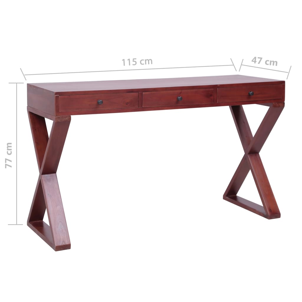 Bureau d'ordinateur Marron 115x47x77 cm Bois d'acajou massif Bureaux vidaXL   