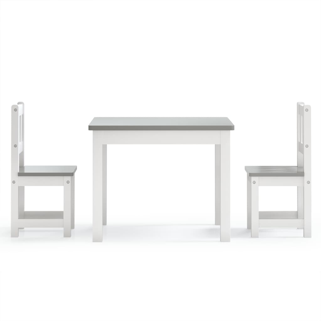 Ensemble de table et chaises enfants 3 pcs Blanc et gris MDF - Xios Store SNC