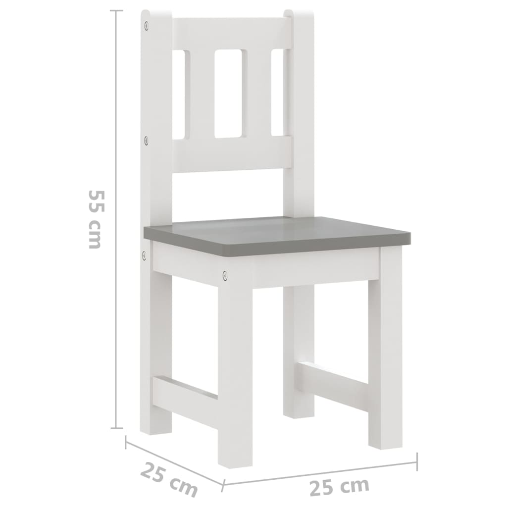 Ensemble de table et chaises enfants 3 pcs Blanc et gris MDF - Xios Store SNC