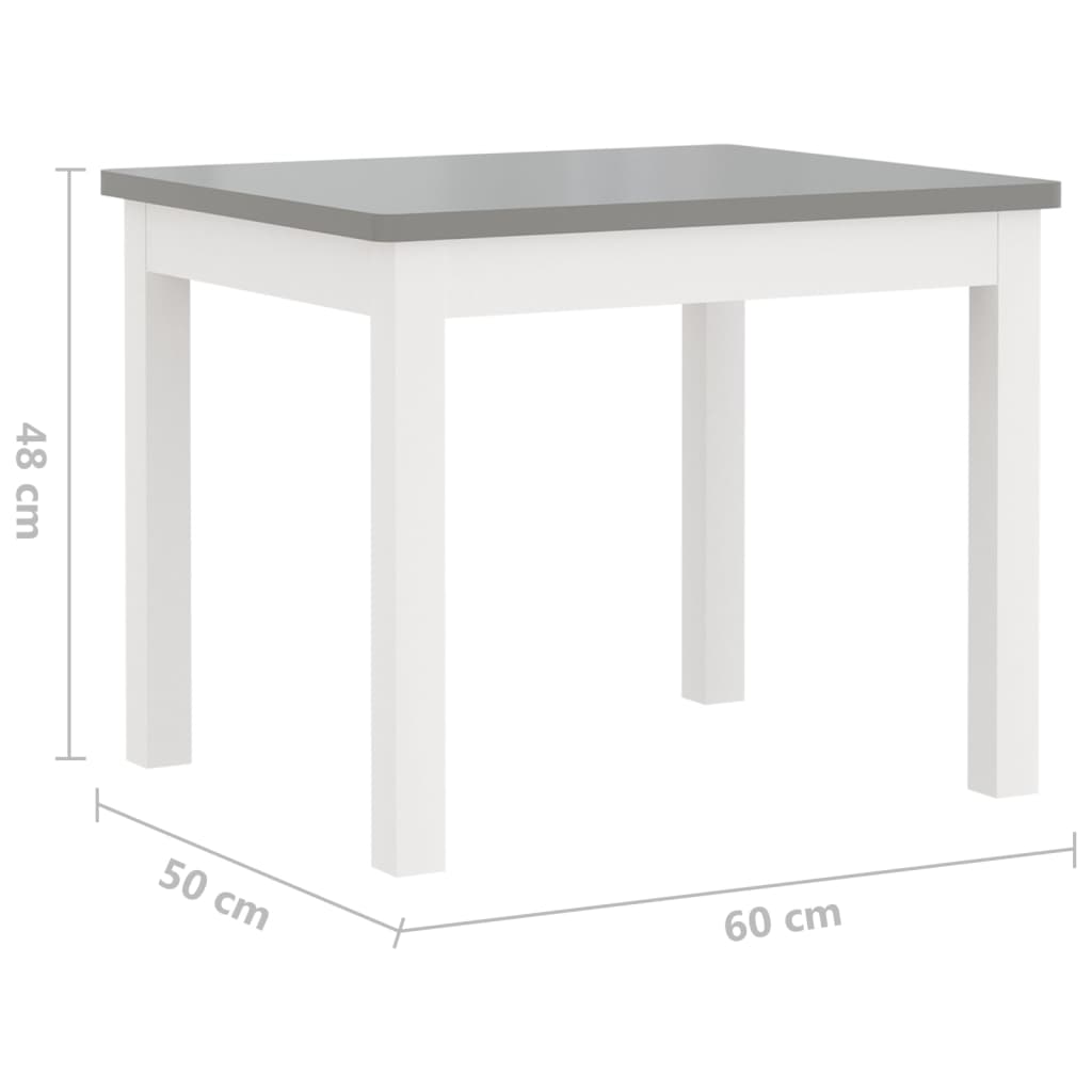 Ensemble de table et chaises enfants 3 pcs Blanc et gris MDF - Xios Store SNC