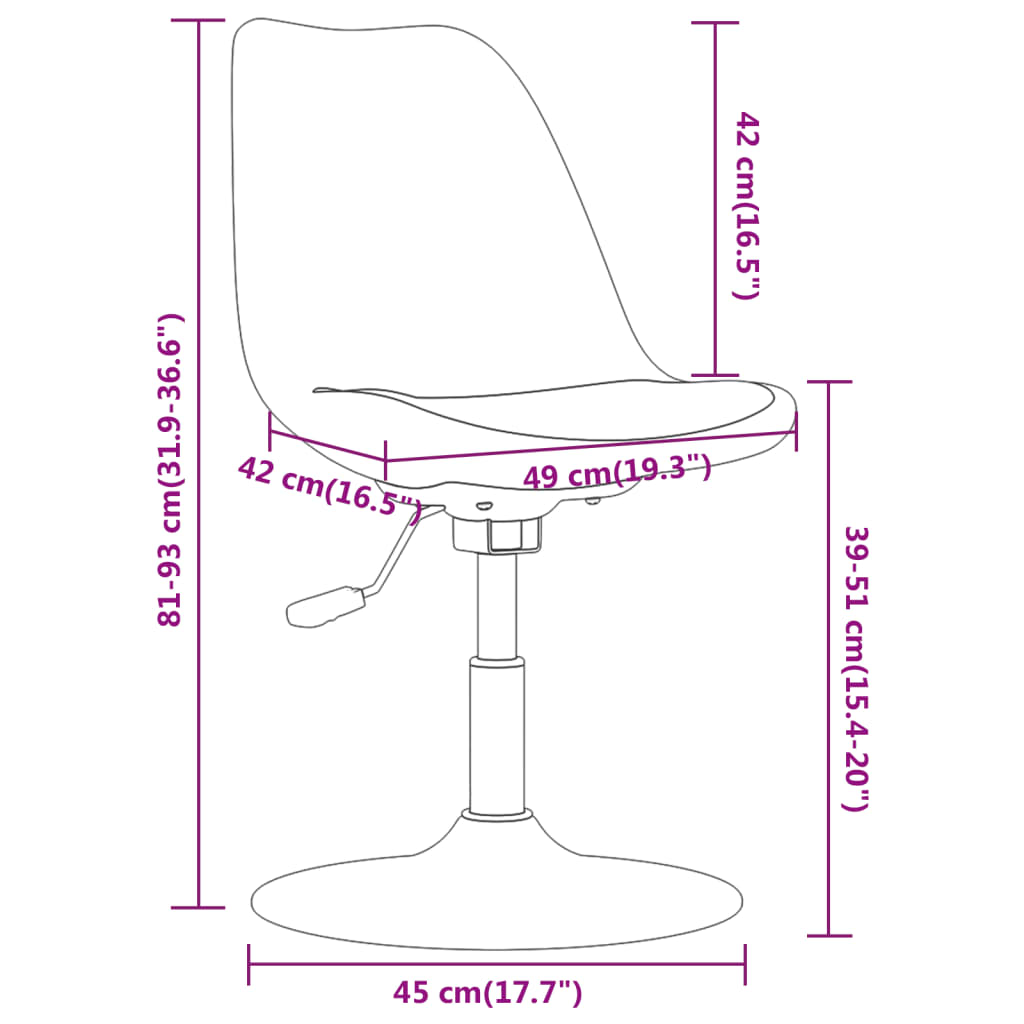 Chaises pivotantes à manger lot de 4 marron foncé tissu Chaises de cuisine vidaXL