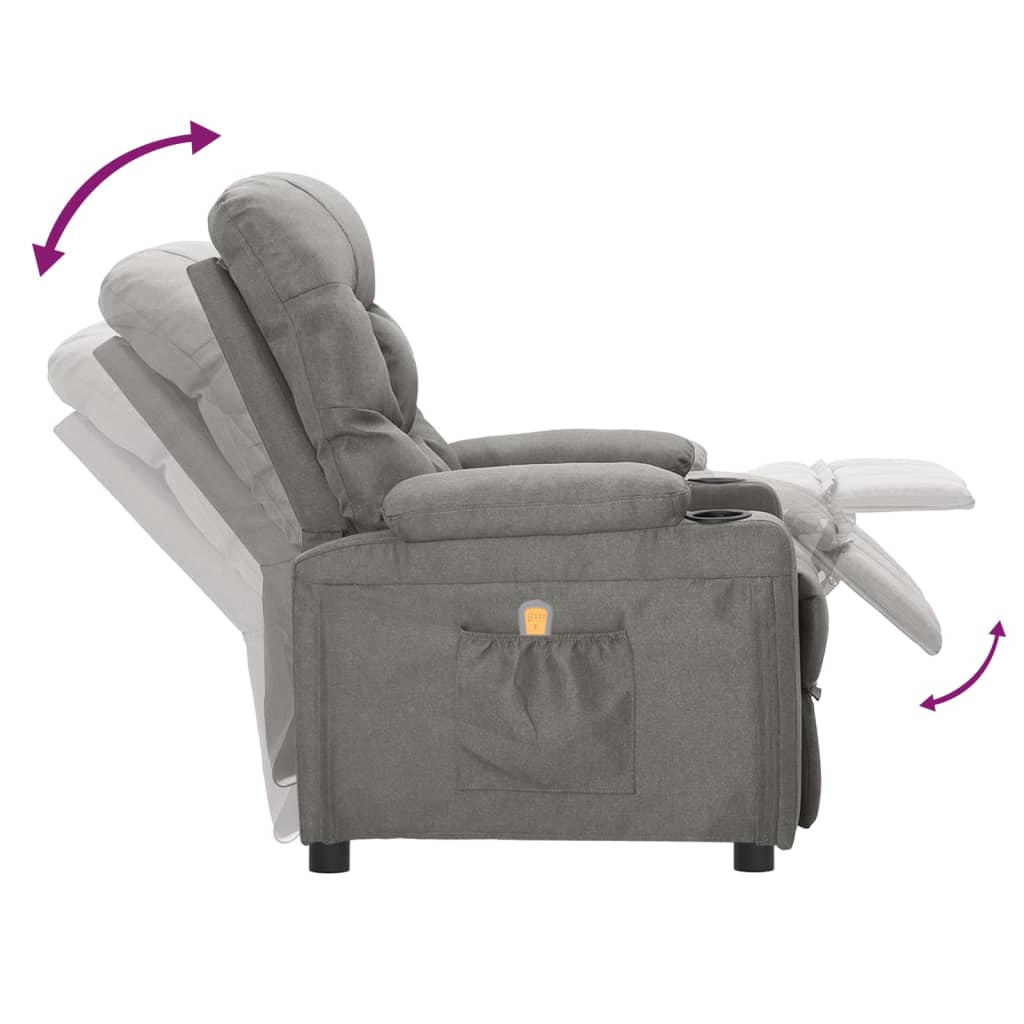 Fauteuil de massage Gris clair Tissu Fauteuils électriques vidaXL   