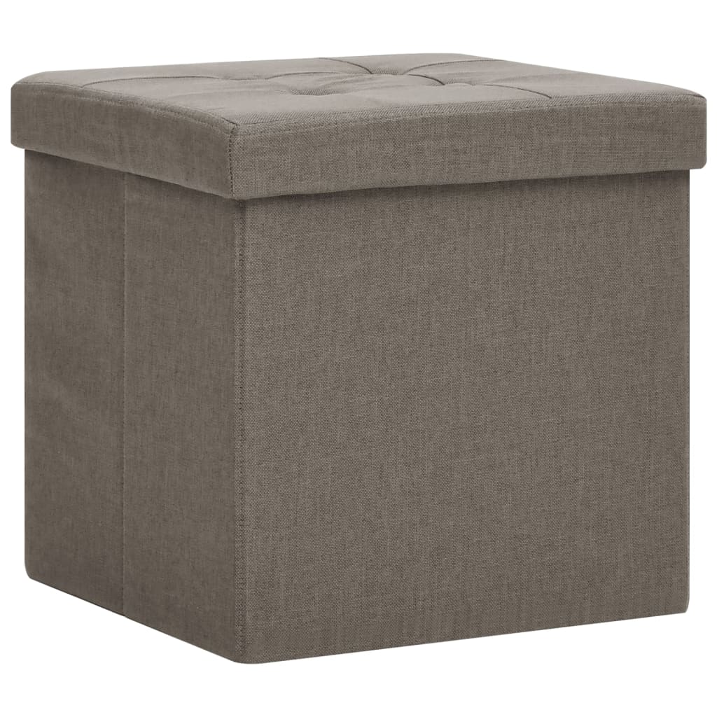 Tabourets de rangement pliables lot de 2 taupe faux lin Chaises pliantes & tabourets vidaXL   