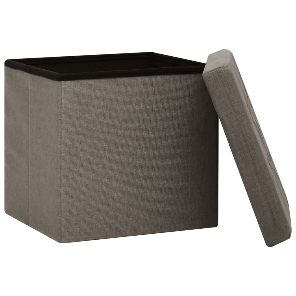 Tabourets de rangement pliables lot de 2 taupe faux lin Chaises pliantes & tabourets vidaXL   