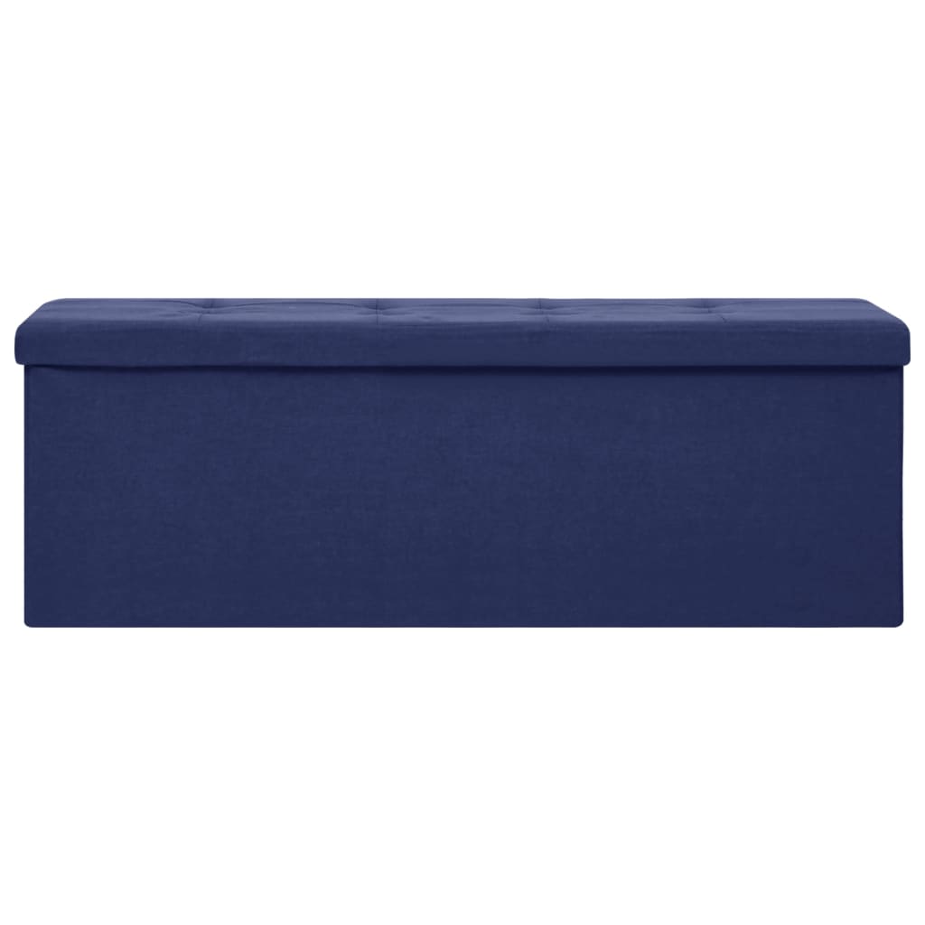 Banc de rangement pliable Bleu Faux lin Bancs coffres vidaXL   