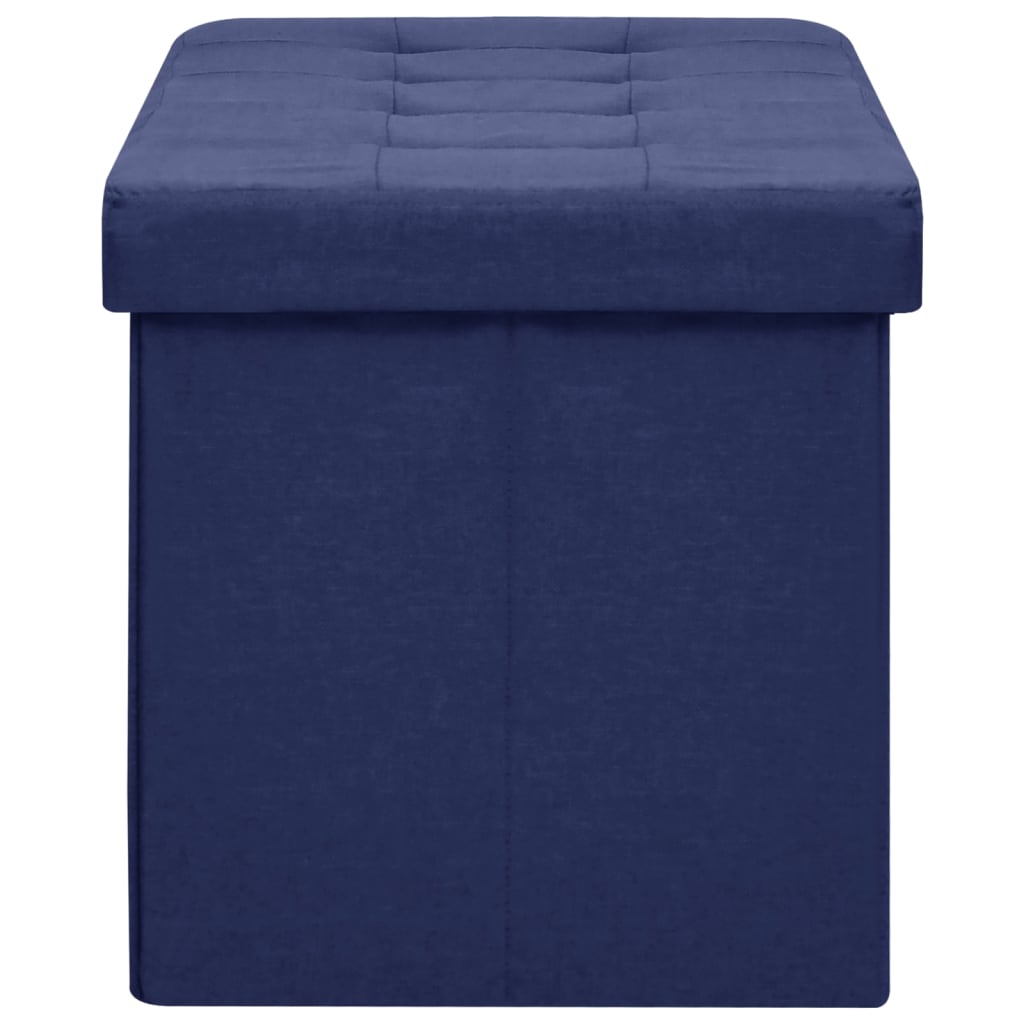 Banc de rangement pliable Bleu Faux lin Bancs coffres vidaXL   