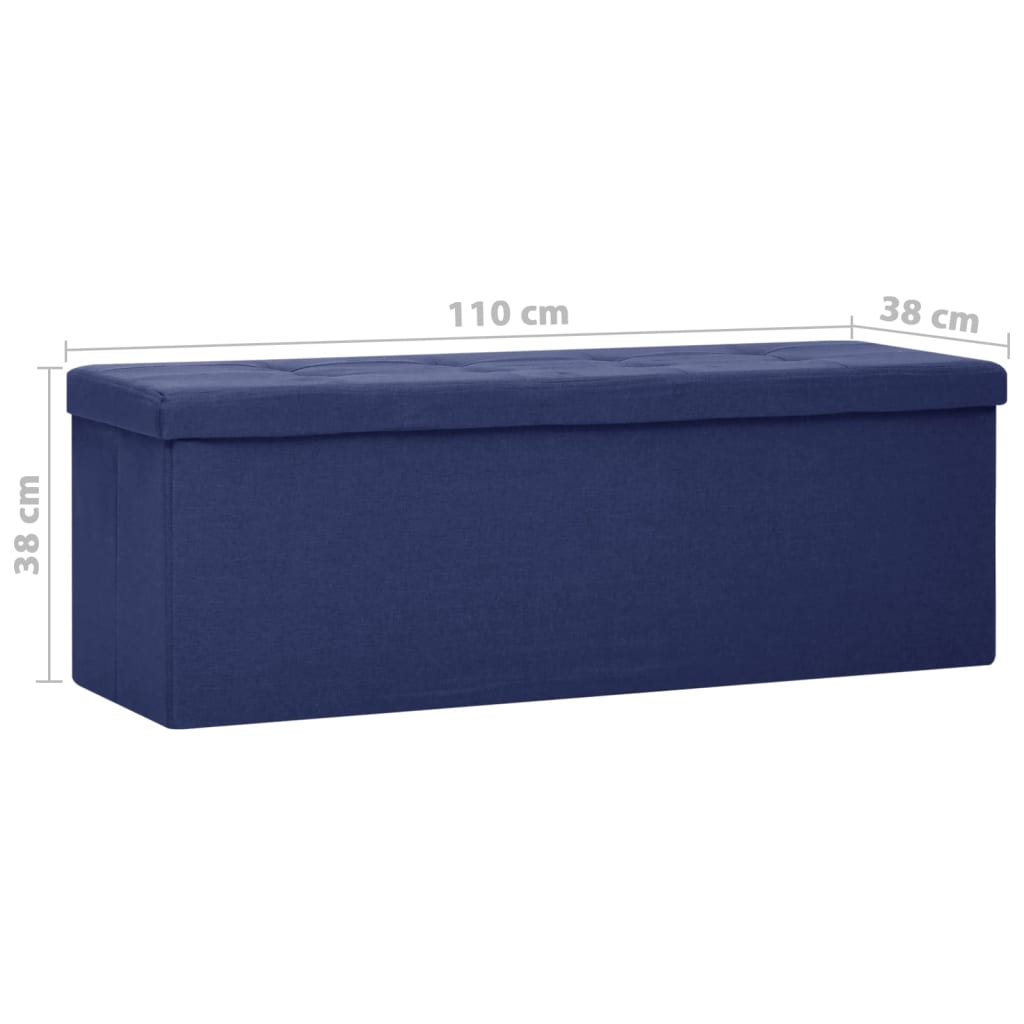 Banc de rangement pliable Bleu Faux lin Bancs coffres vidaXL   