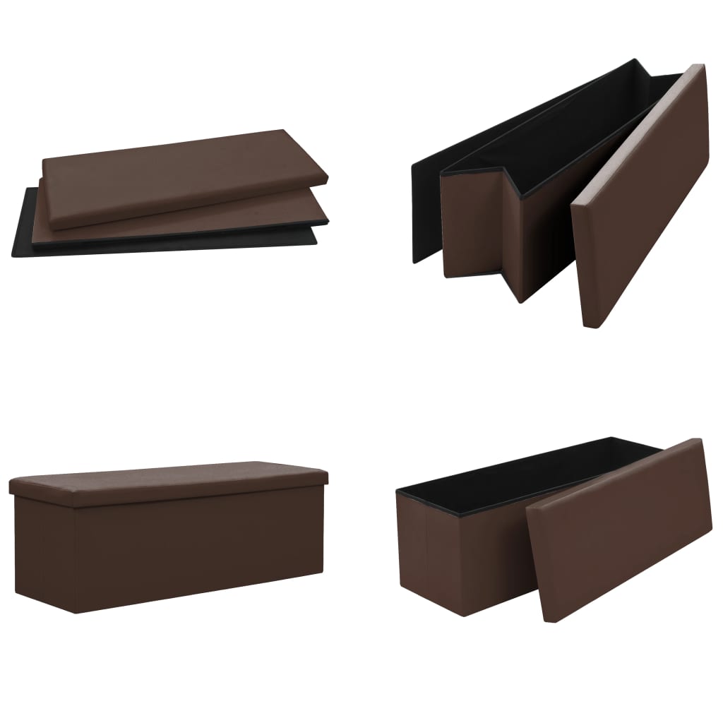 Banc de rangement pliable Marron PVC Bancs coffres vidaXL   